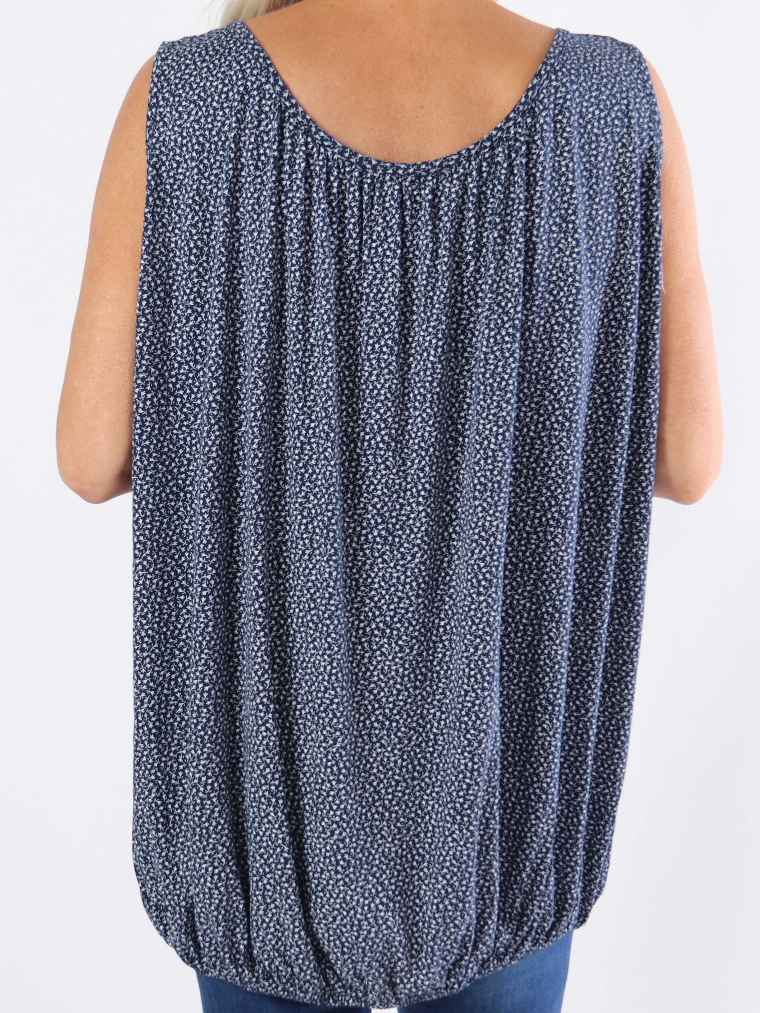 Miracle Flower Top - Plus size top i viskose med elastik forneden